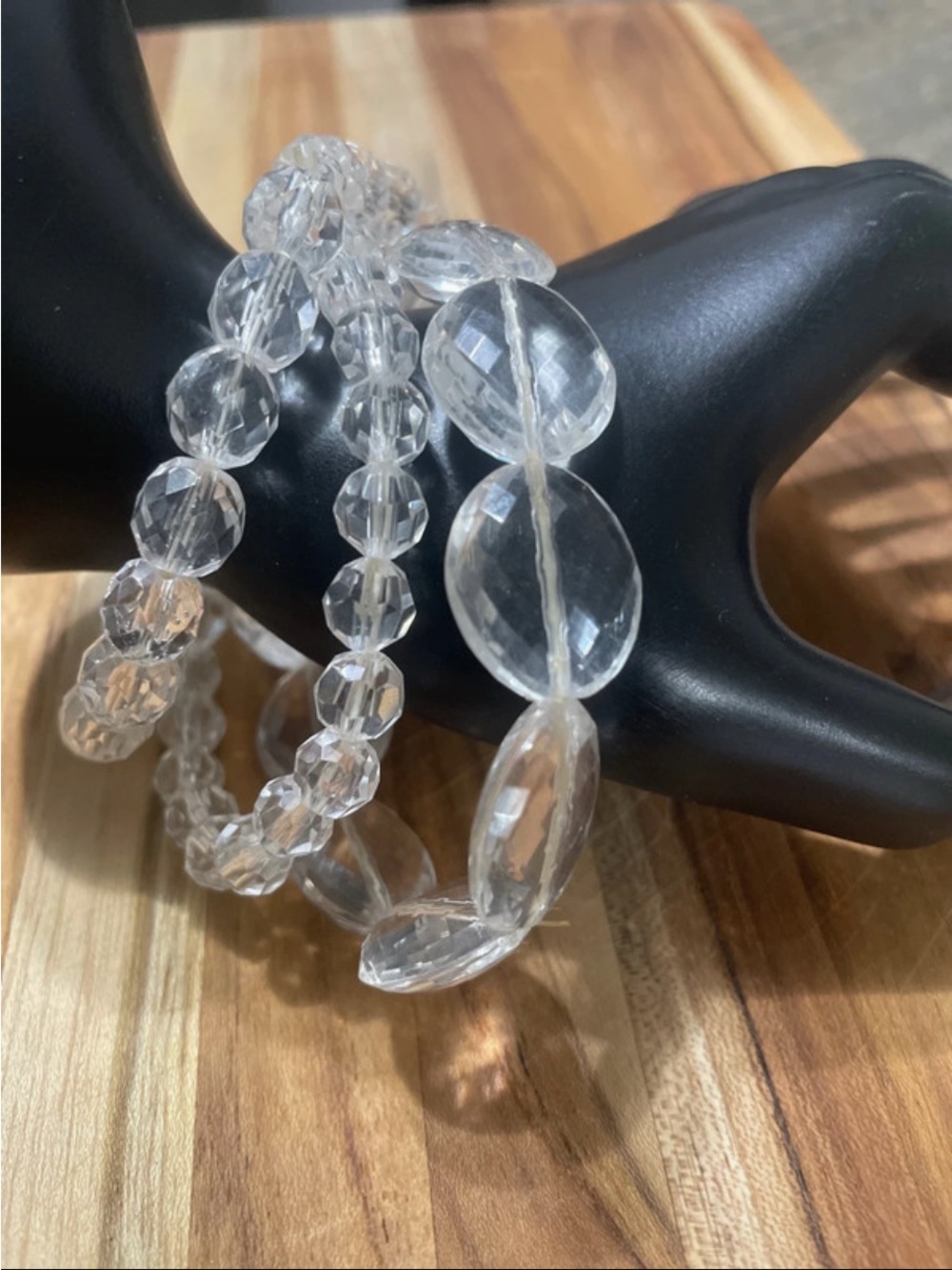 Crystal Clear Faceted Stretch Bracelet Set - Clear